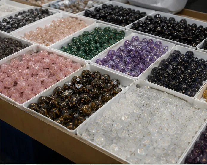 Finished dice sorted by stone — CuiShen